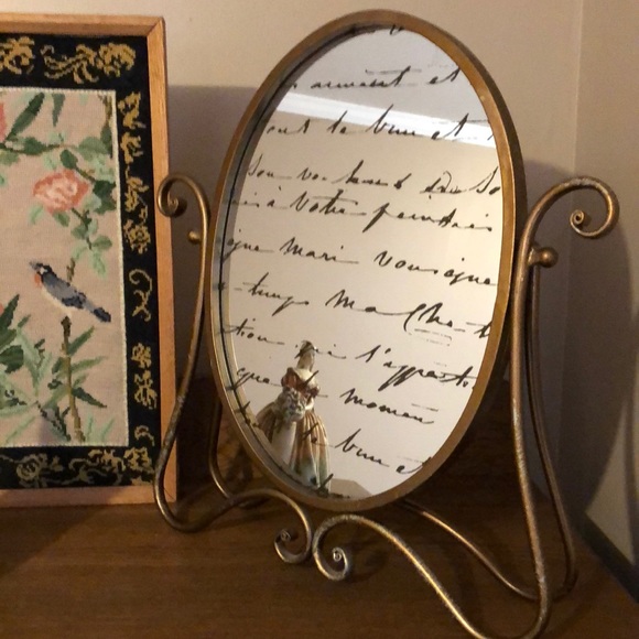 Wrought Iron Tabletop Vanity Mirror French Country - Picture 1 of 10